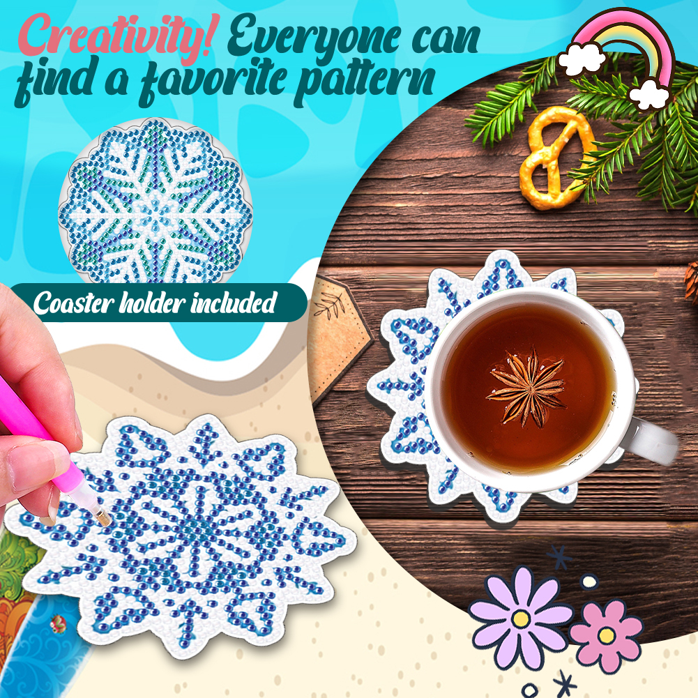 thumbnail image 5 of Posavasos artísticos Cgtredaw 6 Uds con Soporte Copos Nieve, 5 of 9