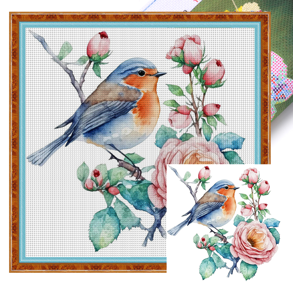 thumbnail image 1 of Hilo Algodón Ecológico Bordado Punto Cruz Con Flores Y Pájaros 18CT, 1 of 10