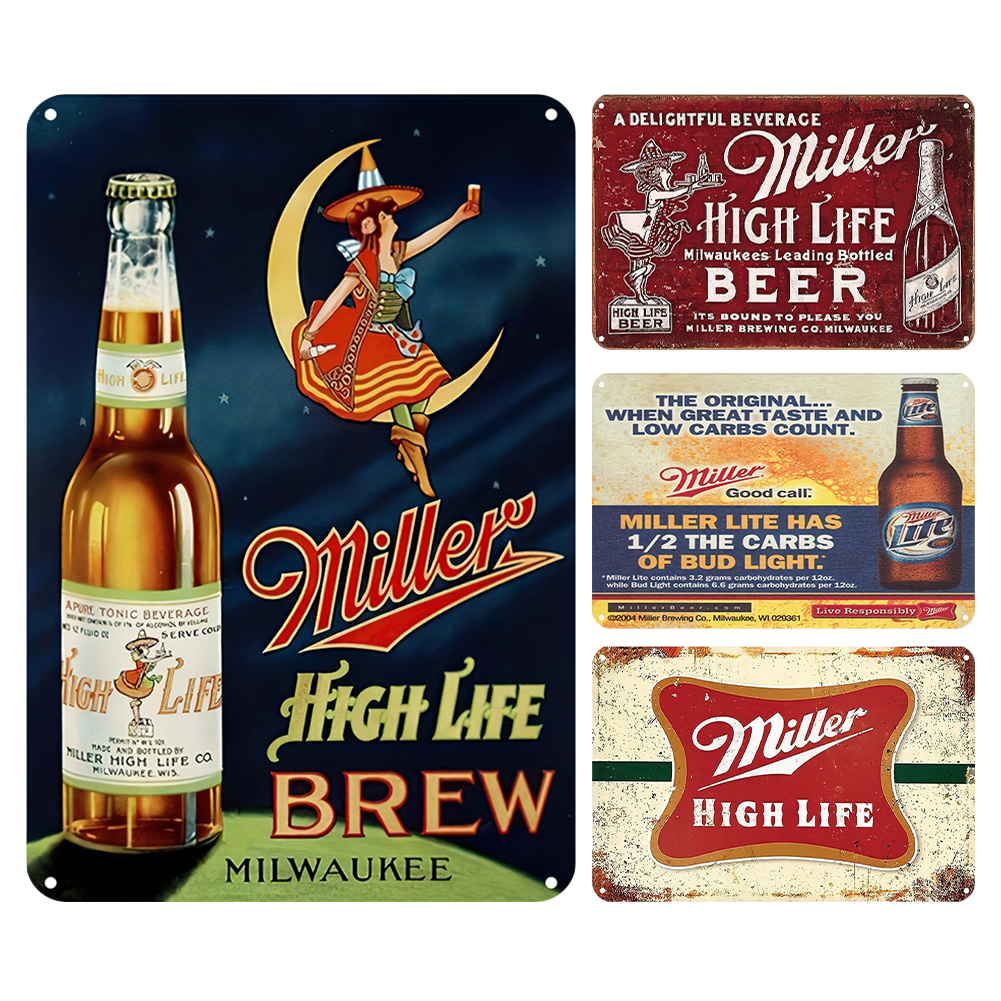 thumbnail image 2 of Kit Pintura Hierro Rectangular Placa Metal Vintage Miller Beer 20x30cm 4 Uds., 2 of 10