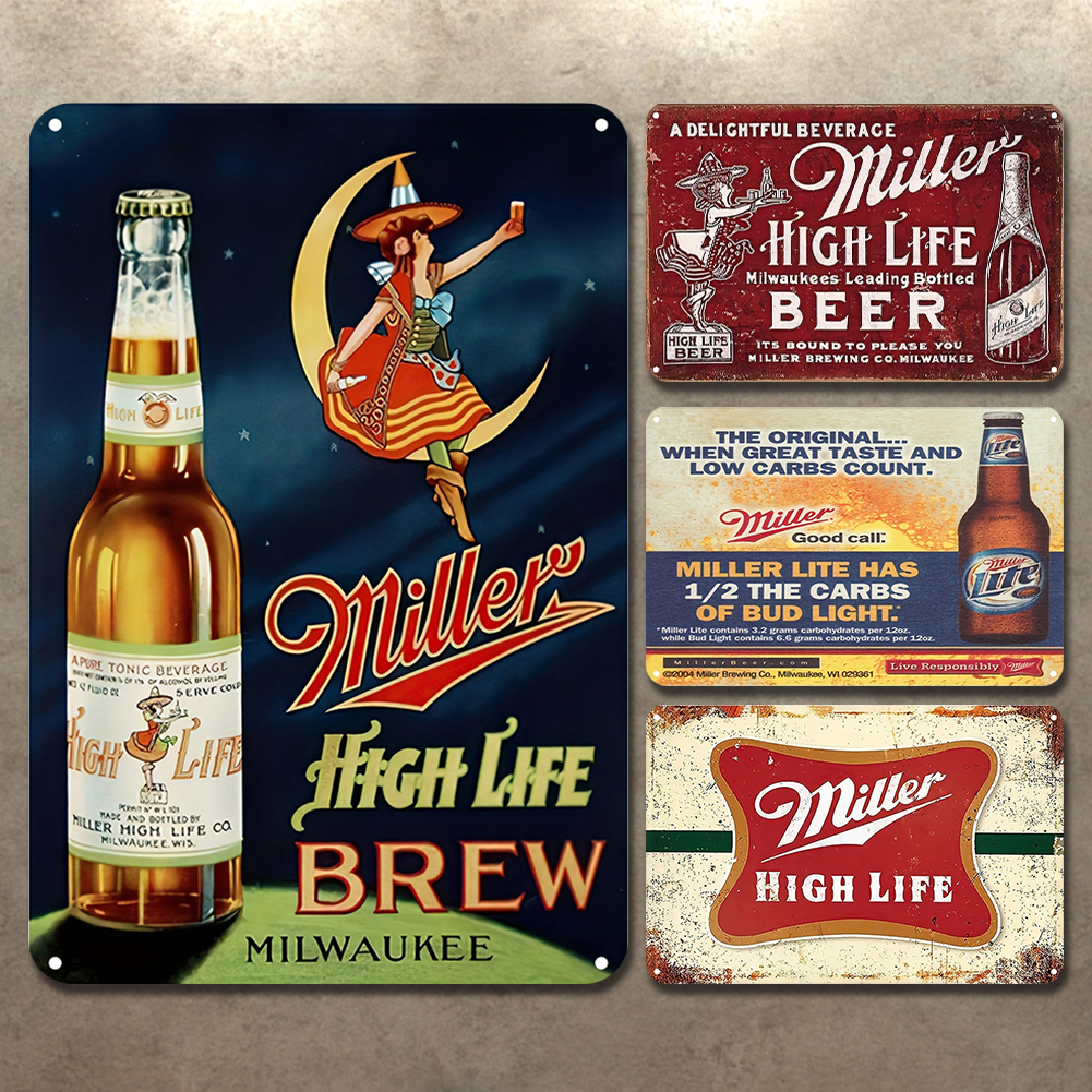 thumbnail image 3 of Kit Pintura Hierro Rectangular Placa Metal Vintage Miller Beer 20x30cm 4 Uds., 3 of 10