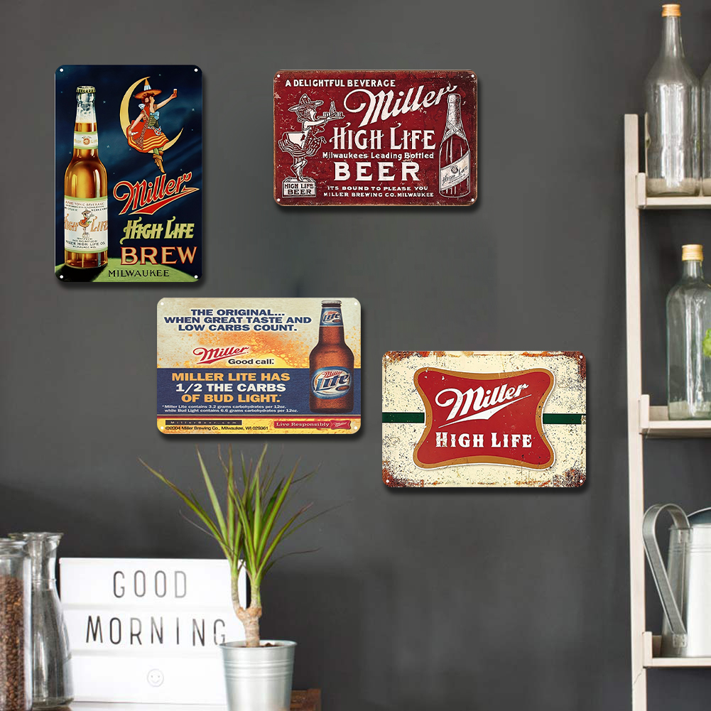 thumbnail image 4 of Kit Pintura Hierro Rectangular Placa Metal Vintage Miller Beer 20x30cm 4 Uds., 4 of 10