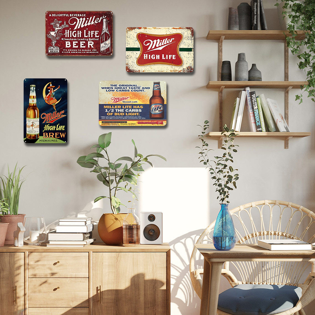 thumbnail image 5 of Kit Pintura Hierro Rectangular Placa Metal Vintage Miller Beer 20x30cm 4 Uds., 5 of 10
