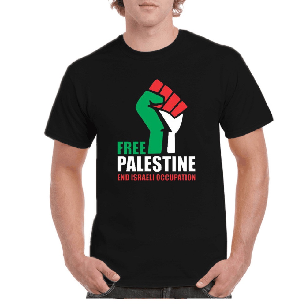 thumbnail image 2 of Camisa Básica Top Con Palestina Libre Cuello Algodón Traje Corte Holgado, 2 of 2