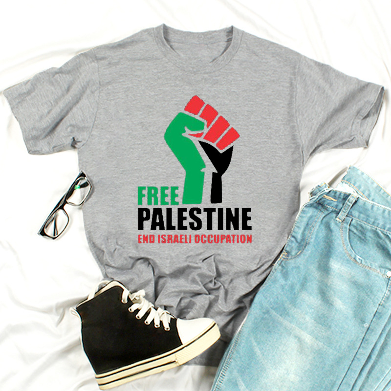 thumbnail image 2 of Traje Diario Algodón Casual Con Palestina Libre (gris S), 2 of 2