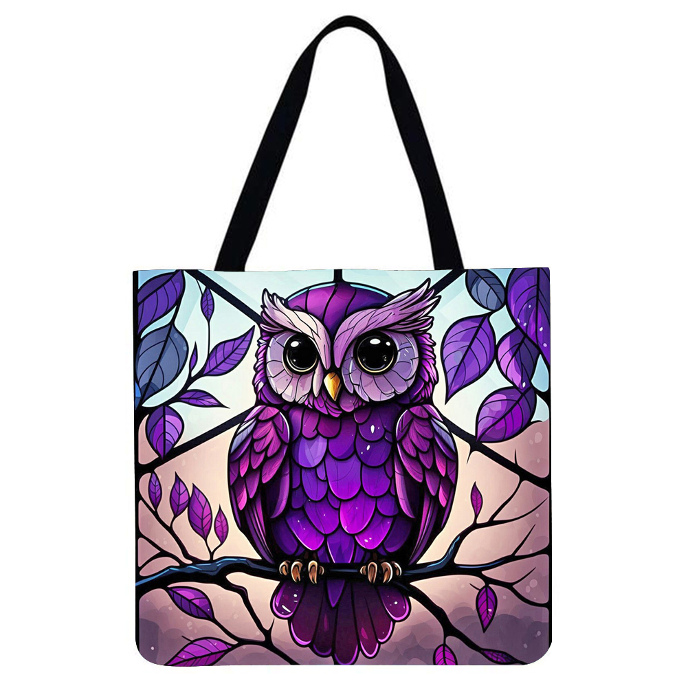 thumbnail image 2 of Bolso Tote Lino Gran Capacidad Con Búho Morado, 2 of 2