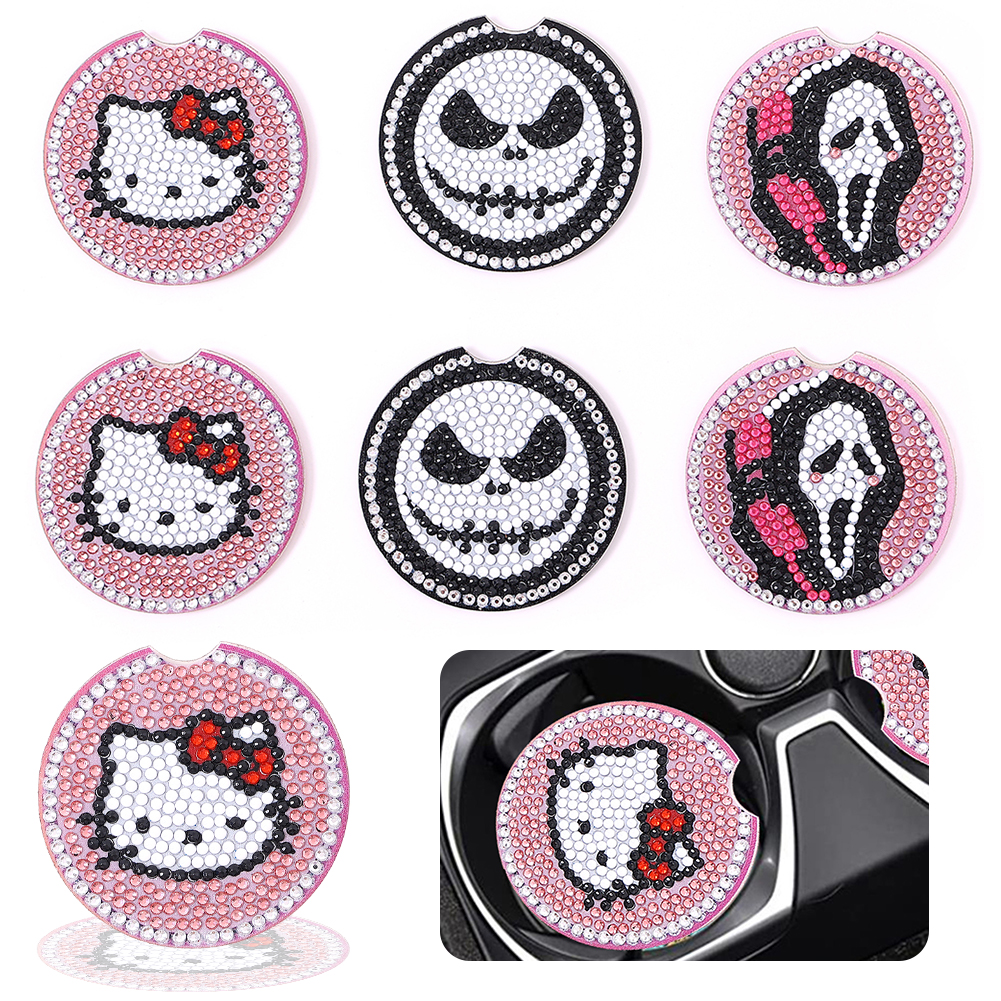 thumbnail image 1 of Posavasos Acrílicos Cgtredaw 6 Uds para Coche Calavera Gatito, 1 of 10