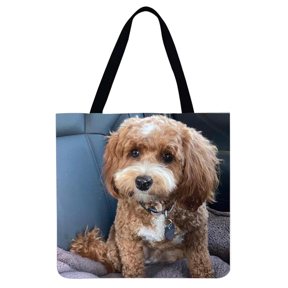 thumbnail image 2 of Patrón perro personalizado-Bolsa mano lino gran capacidad, 2 of 2