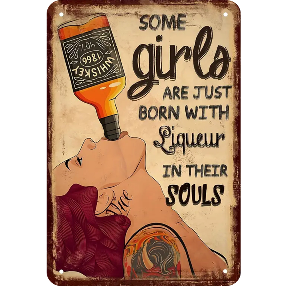 thumbnail image 2 of Placa Metal Vintage Whiskey Girl Pintura Hierro Rectangular Arte La Pared 20x30cm, 2 of 10