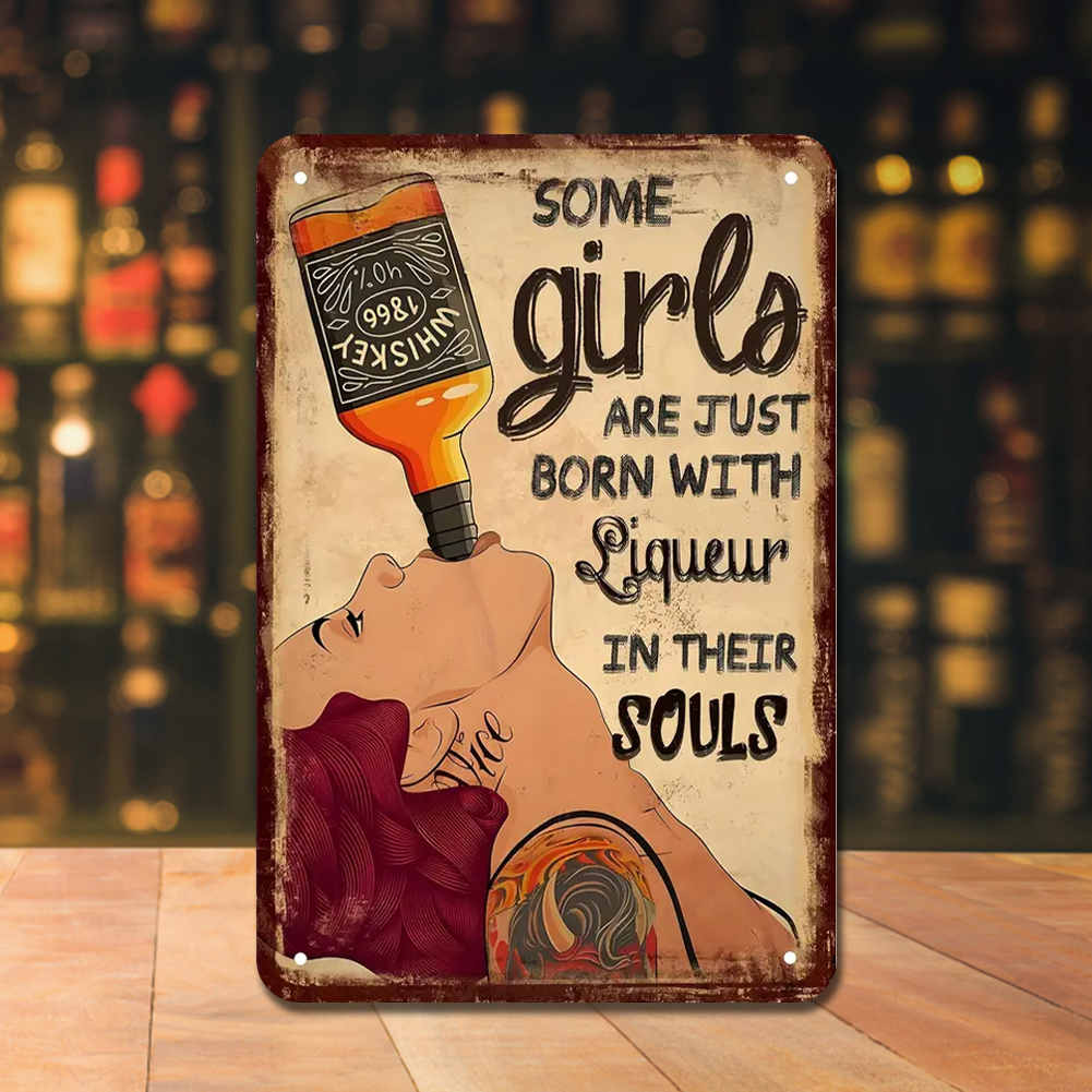 thumbnail image 4 of Placa Metal Vintage Whiskey Girl Pintura Hierro Rectangular Arte La Pared 20x30cm, 4 of 10