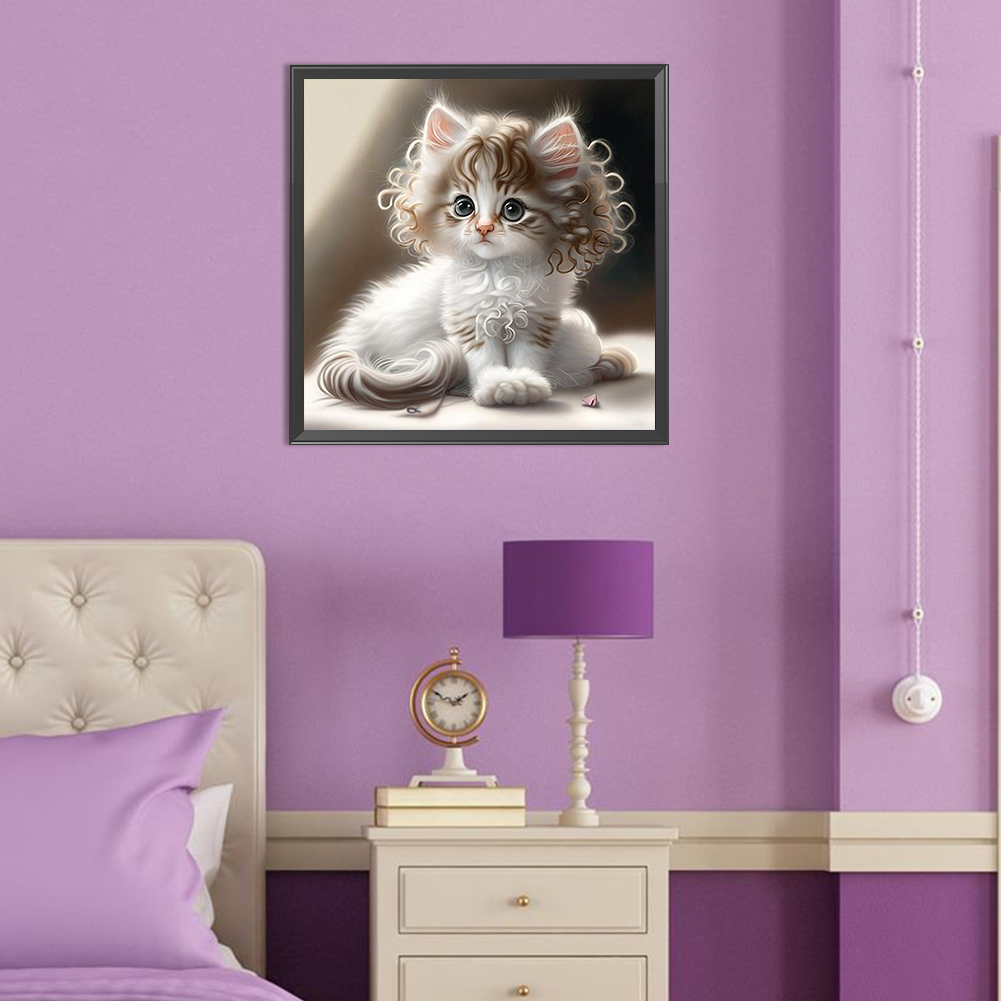 thumbnail image 3 of Con Cuentas Cuadradas 5D DIY Kit Gato Blanco Del 35x35cm, 3 of 10
