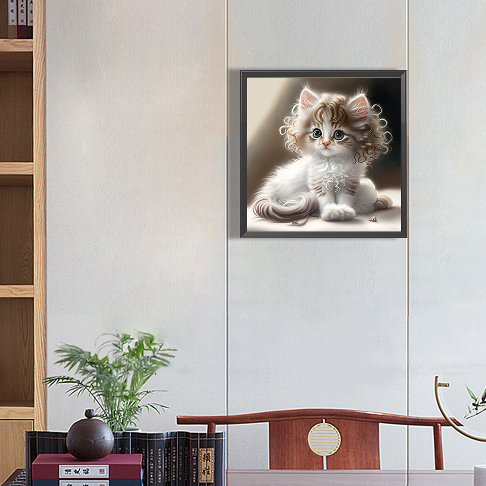 thumbnail image 4 of Con Cuentas Cuadradas 5D DIY Kit Gato Blanco Del 35x35cm, 4 of 10