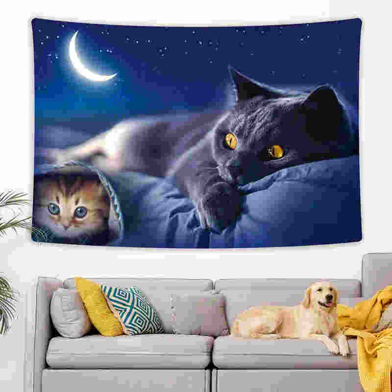 thumbnail image 2 of Tapiz Gato Alfombras para en La Pared Alfombra Decorativa El 145x130cm, 2 of 2