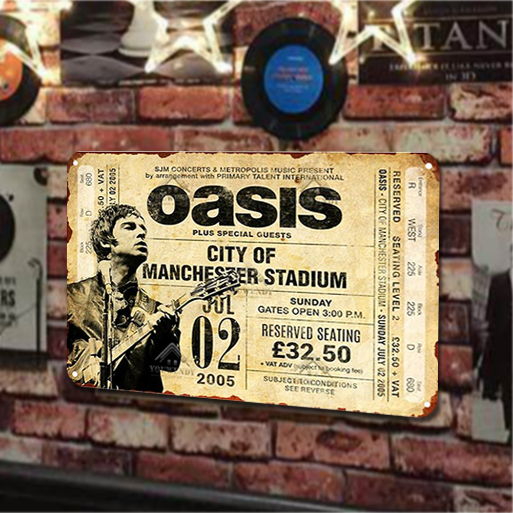 thumbnail image 4 of Placa Metal Vintage Banda Oasis Pintura Hierro Rectangular Arte La Pared 30x20cm, 4 of 10