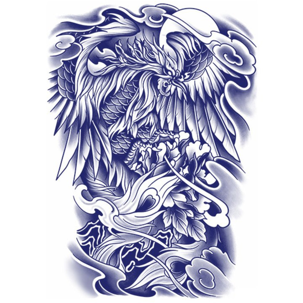 thumbnail image 3 of 24 Pegatinas Tatuaje Artístico Semipermanentes Con Cubierta Trasera Completa 480 X 340 Mm (Phoenix), 3 of 10