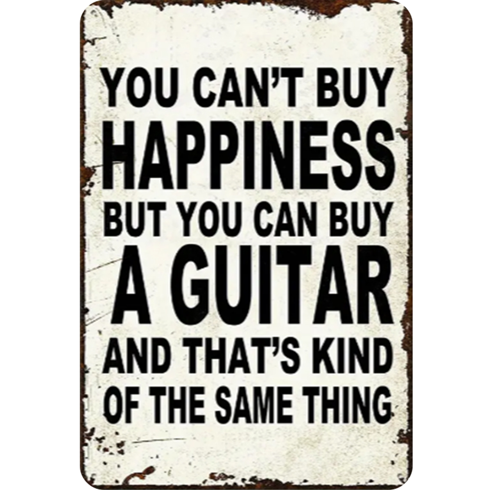 thumbnail image 1 of Placa Metal Vintage Compra Una Guitarra Pintura Hierro Rectangular Artística Pared 20x30cm, 1 of 10