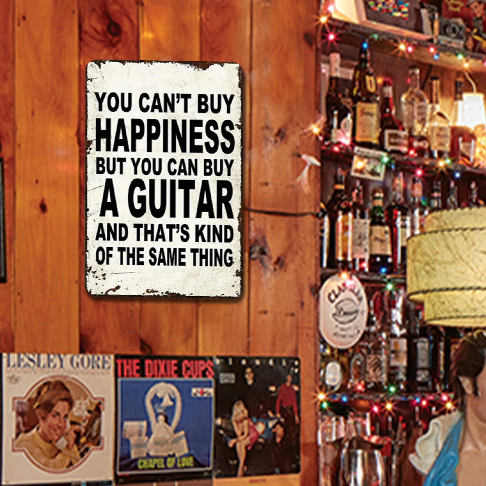 thumbnail image 5 of Placa Metal Vintage Compra Una Guitarra Pintura Hierro Rectangular Artística Pared 20x30cm, 5 of 10