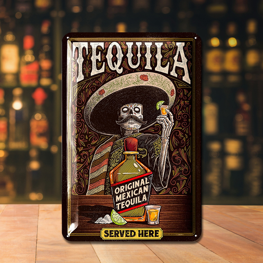 thumbnail image 4 of Placa Metal Vintage Tequila Pintura Hierro Rectangular Arte Pared Del 20x30cm, 4 of 10
