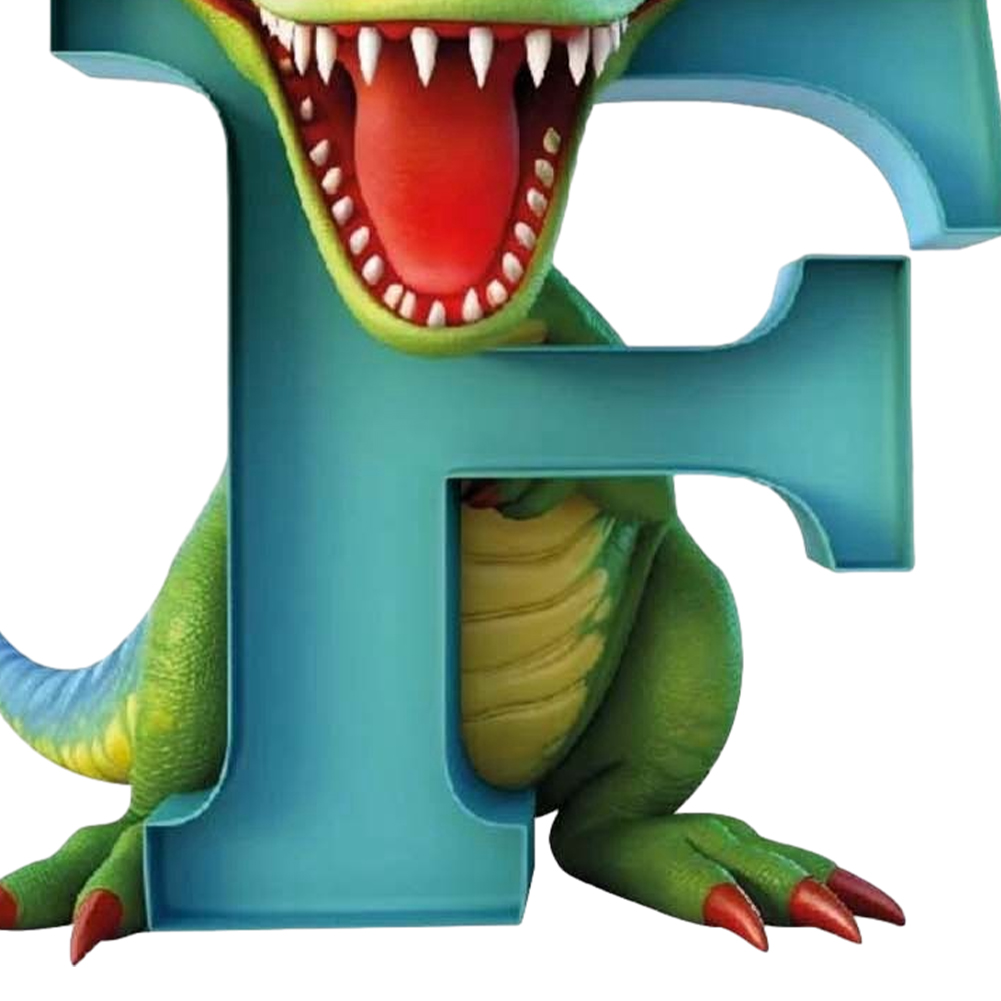 thumbnail image 3 of Adorno Acrílico Con Forma Letra F Dinosaurio para Navidad Coche Plano 2D, 3 of 4