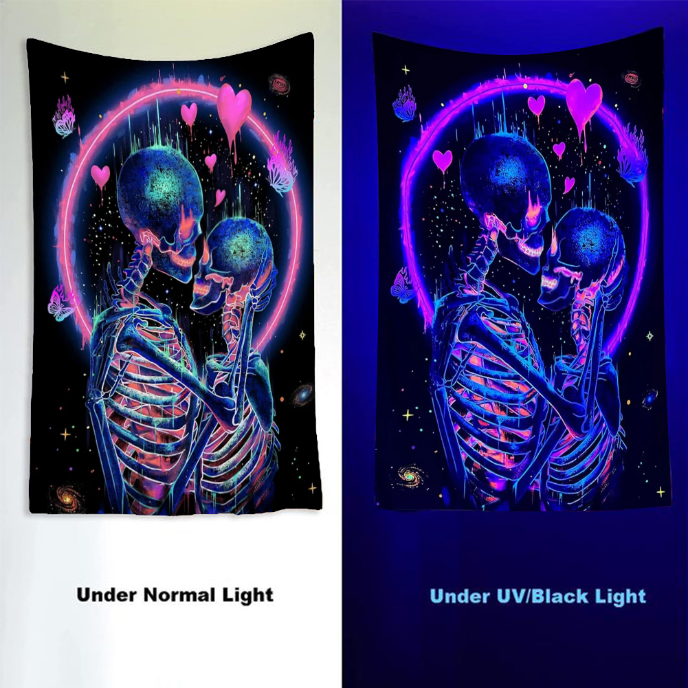 thumbnail image 5 of Tapiz Fluorescente Con Calavera para Pared Alfombra El Sala Estar 145x200cm, 5 of 10