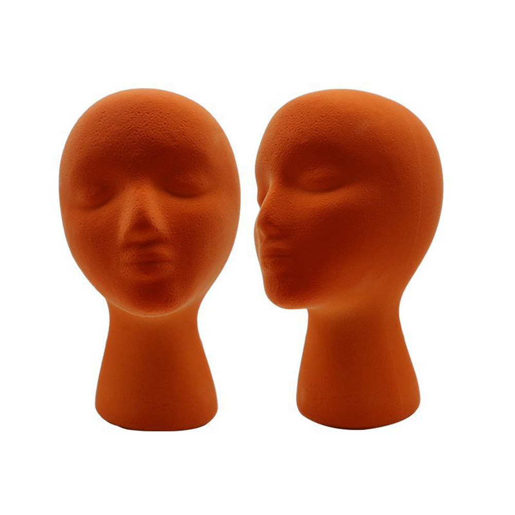 thumbnail image 2 of Soporte exhibición cabeza modelo femenino flocada molde cabeza apoyo disparo DIY YCSM002-Y (naranja) TXW#580081.04, 2 of 10