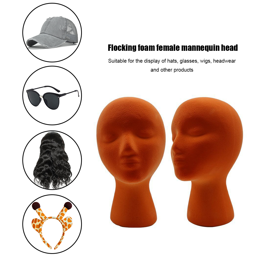 thumbnail image 4 of Soporte exhibición cabeza modelo femenino flocada molde cabeza apoyo disparo DIY YCSM002-Y (naranja) TXW#580081.04, 4 of 10