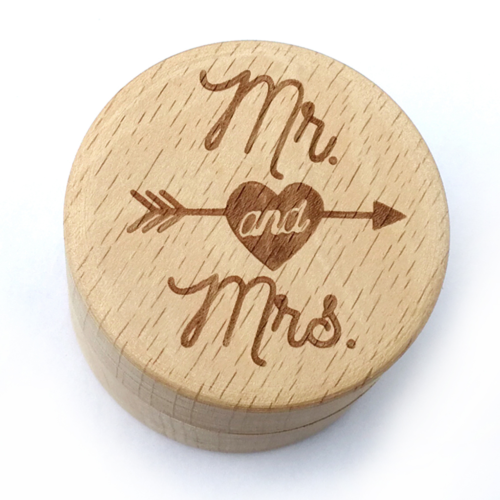 thumbnail image 3 of Caja para Anillos Haya Redonda Personalizada Con Marco Caja para Anillos Boda Campestre (JM01520) Mr And MrsTXW#301987.01, 3 of 10