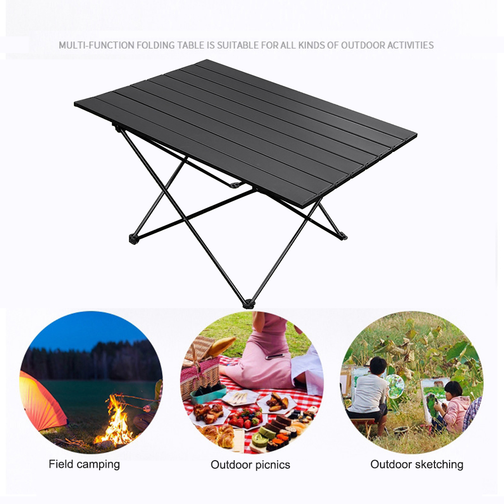 thumbnail image 3 of Mesa Plegable Aleación Aluminio para Exteriores Mini Mesa Picnic Ultraligera Multifuncional Portátil para Acampar Pequeña (negra) TXW#500733.01, 3 of 10