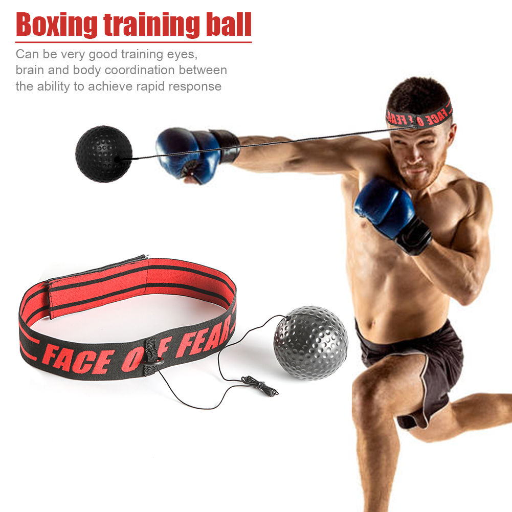 thumbnail image 4 of Pelota Entrenamiento Reacción Montada en La Cabeza Boxeo PU (negro), 4 of 10