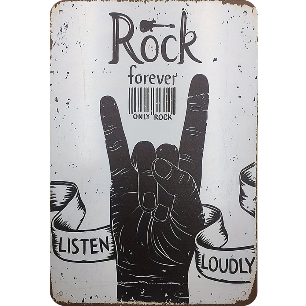 Póster Música Rock Con Placa Metal Vintage Pintura Hierro Rectangular 20x30cm
