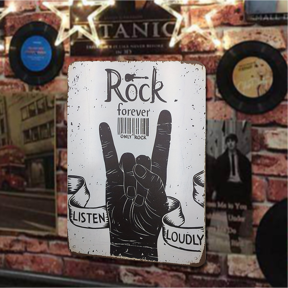 thumbnail image 3 of Póster Música Rock Con Placa Metal Vintage Pintura Hierro Rectangular 20x30cm, 3 of 10