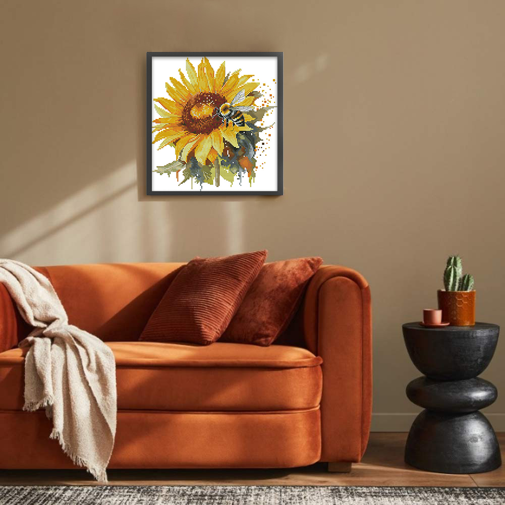 thumbnail image 4 of Hilo Algodón Bordado Punto Cruz Girasol Y 14 Quilates 28x30cm, 4 of 10