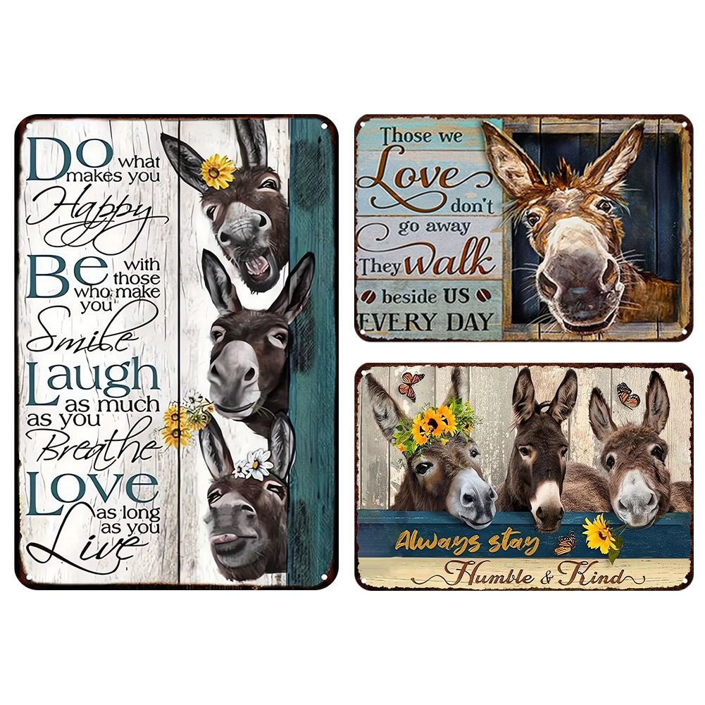 thumbnail image 2 of Placa Metal Vintage Burro Pintura Hierro Rectangular Del 20x30cm 3 Uds., 2 of 10