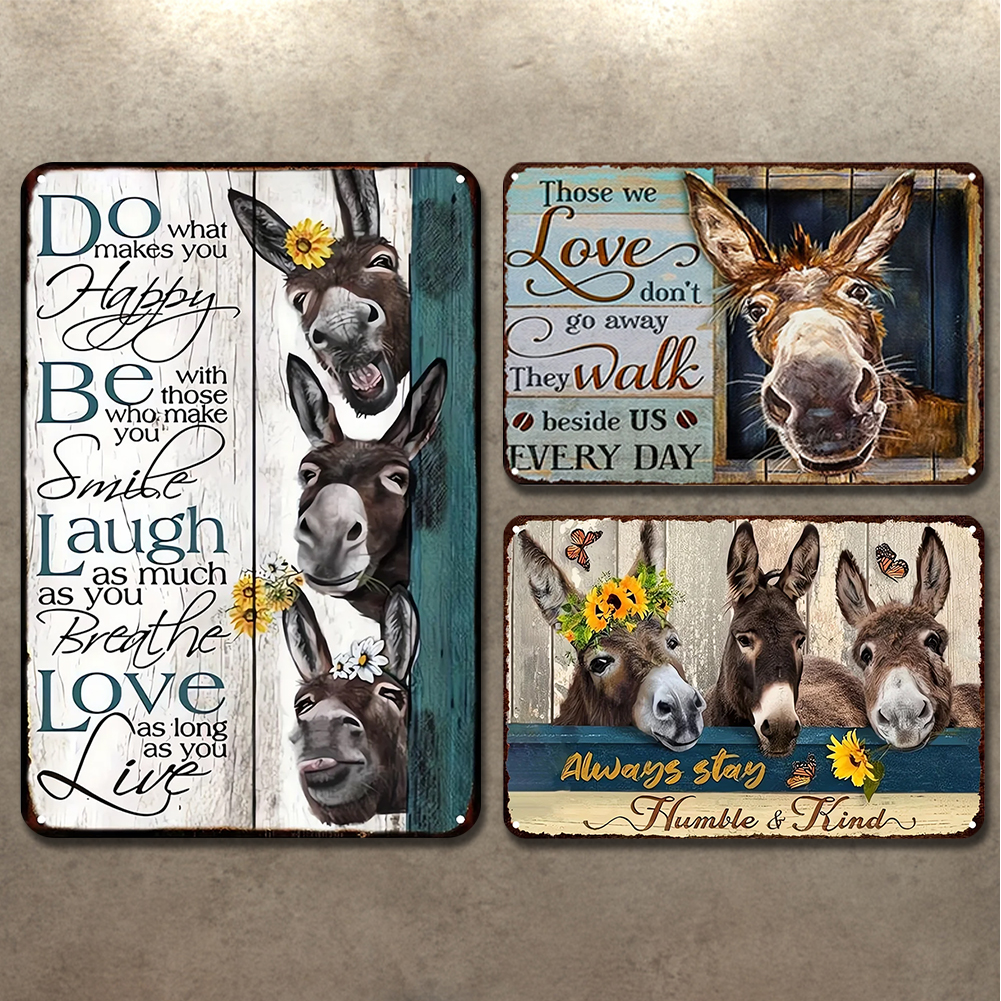 thumbnail image 4 of Placa Metal Vintage Burro Pintura Hierro Rectangular Del 20x30cm 3 Uds., 4 of 10