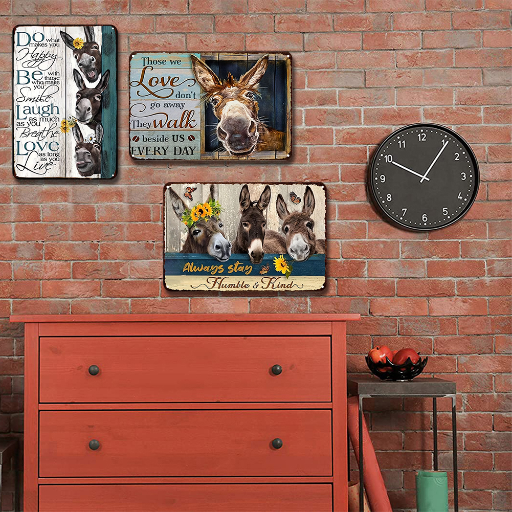 thumbnail image 5 of Placa Metal Vintage Burro Pintura Hierro Rectangular Del 20x30cm 3 Uds., 5 of 10