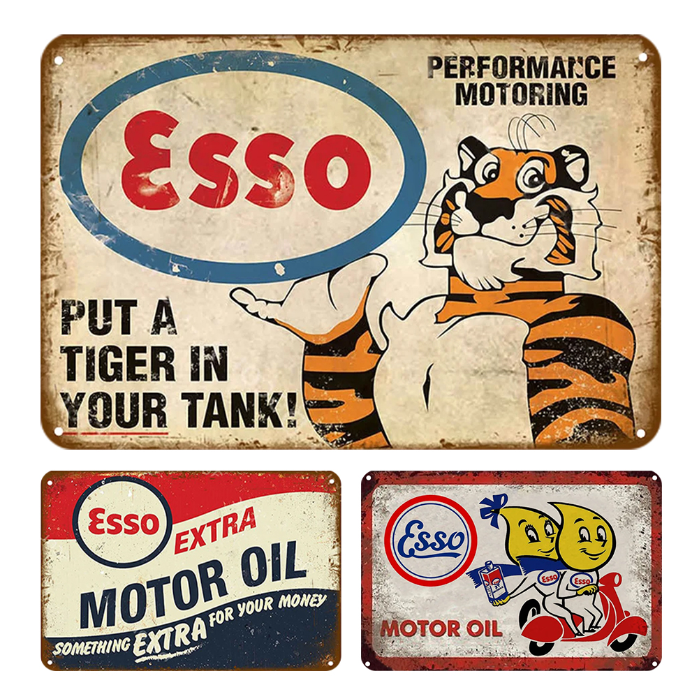 thumbnail image 2 of Placa Metal Vintage Esso Petroleum Pintura Hierro Rectangular 40x30cm 3 Uds., 2 of 10