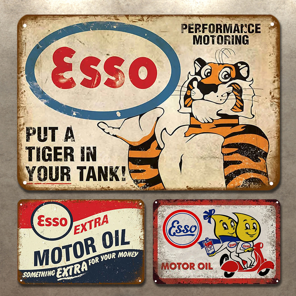 thumbnail image 4 of Placa Metal Vintage Esso Petroleum Pintura Hierro Rectangular 40x30cm 3 Uds., 4 of 10