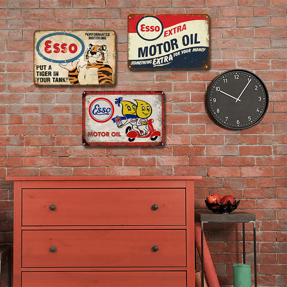 thumbnail image 5 of Placa Metal Vintage Esso Petroleum Pintura Hierro Rectangular 40x30cm 3 Uds., 5 of 10
