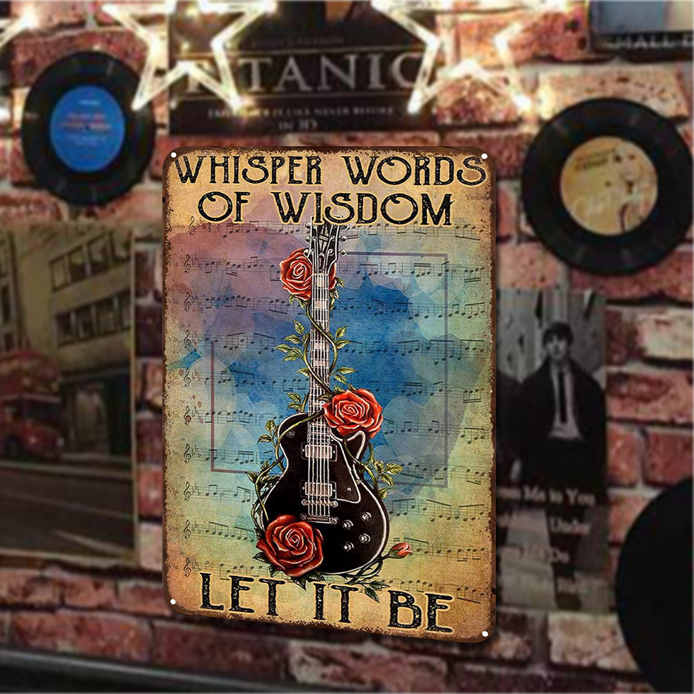 thumbnail image 4 of Placa de metal Vintage Ygjytge Guitarra Rosa Pintura Hierro Rectangular 20x30cm, 4 of 10