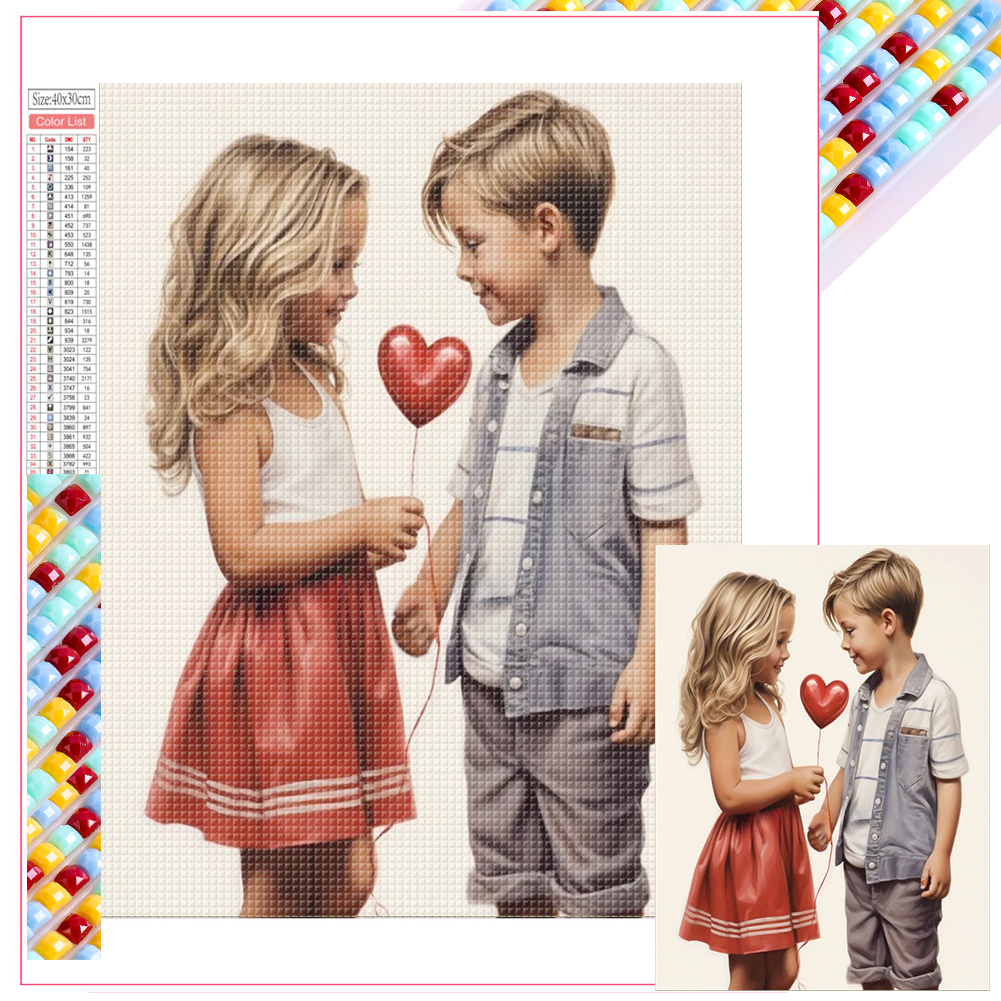 thumbnail image 2 of Con Cuentas Cuadradas 5D DIY Artística Pareja para El Día San Valentín 35x45cm, 2 of 10