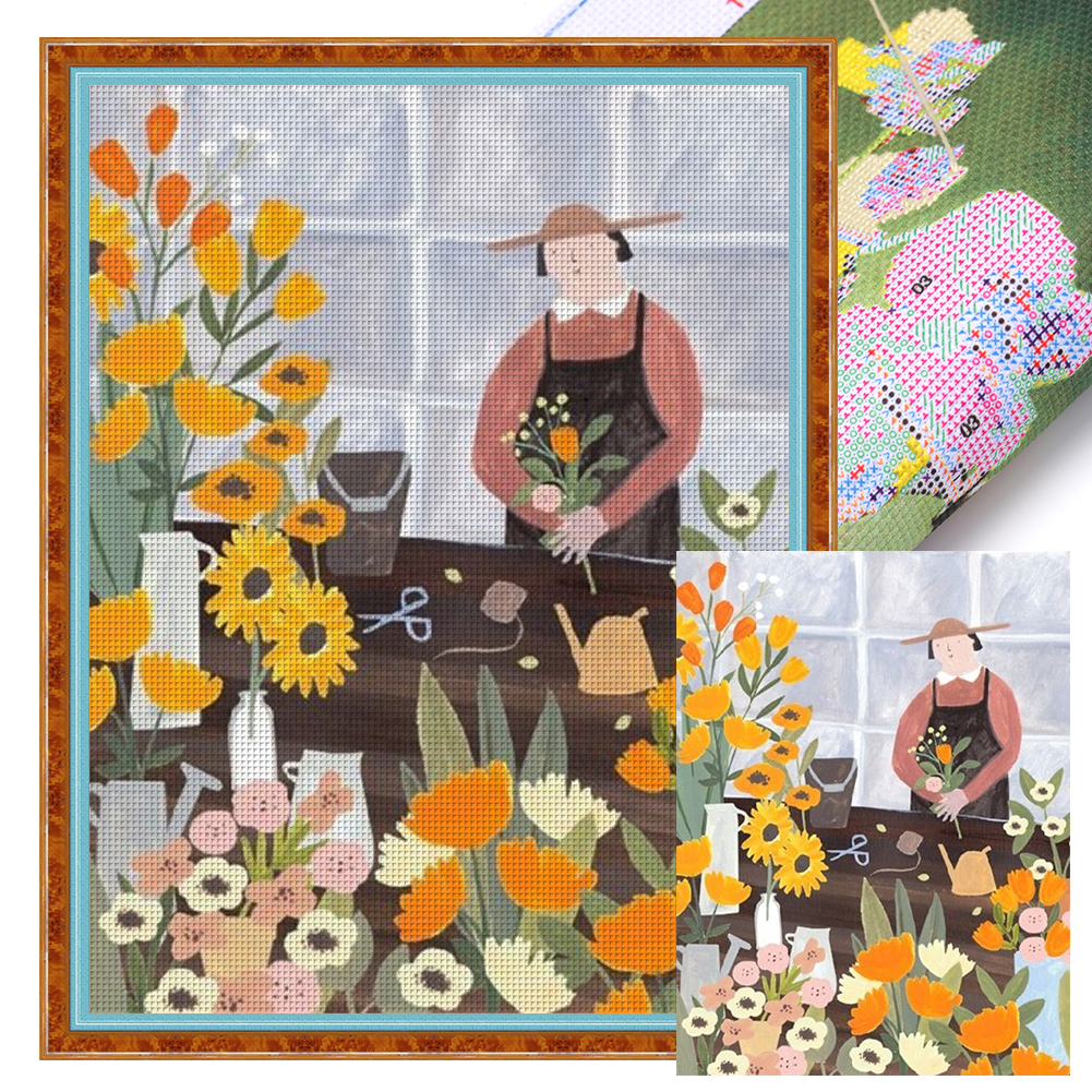 thumbnail image 2 of Hilo Algodón Ecológico Bordado 11CT Kit Punto Cruz Floristería 45x60cm, 2 of 10