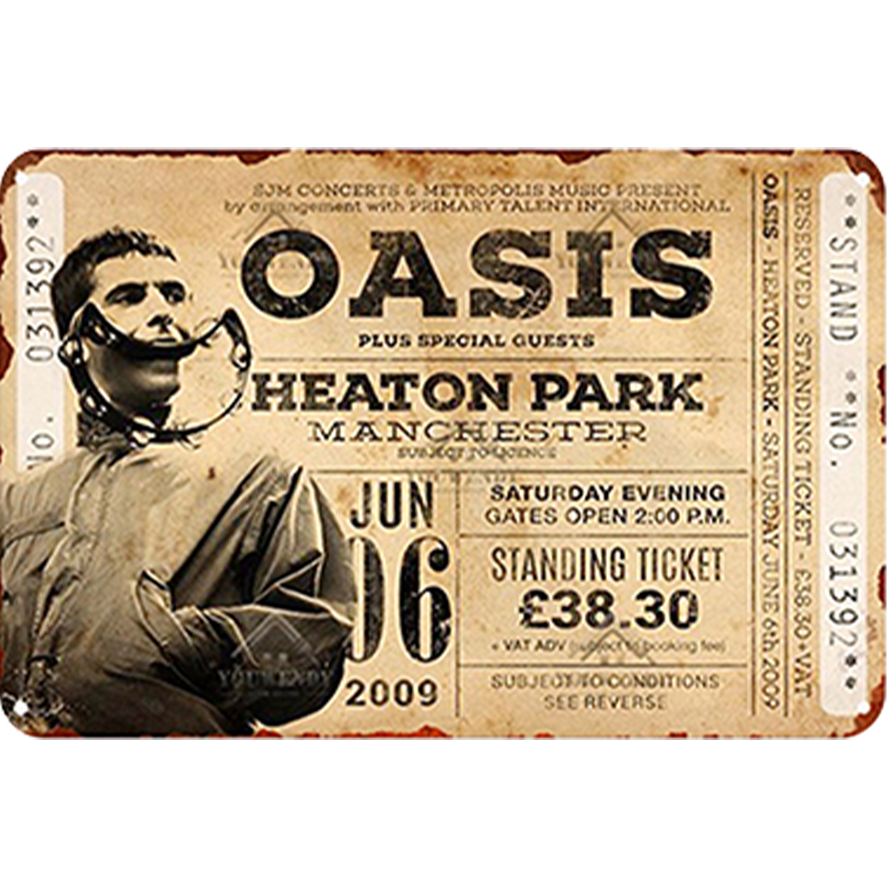 thumbnail image 2 of Placa Metal Vintage Ygjytge Banda Oasis Pintura Hierro Rectangular Artística para bar 40x30cm, 2 of 10