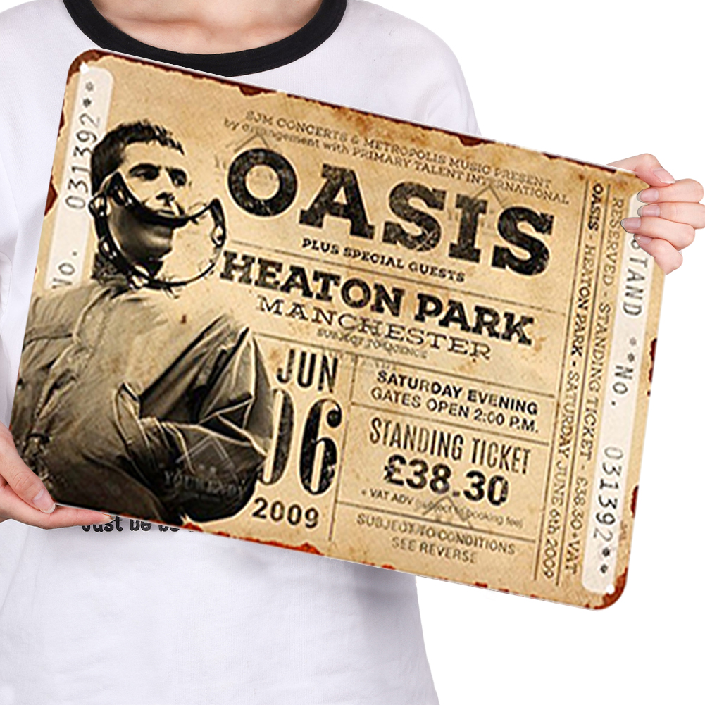 thumbnail image 4 of Placa Metal Vintage Ygjytge Banda Oasis Pintura Hierro Rectangular Artística para bar 40x30cm, 4 of 10