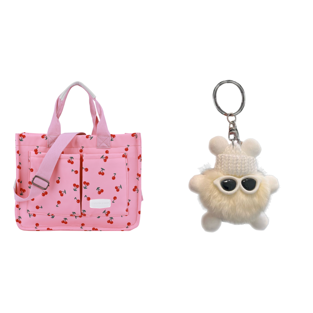 thumbnail image 2 of Bolso Mano Con Cereza para Mujer Múltiples Bolsillos () Rosa, 2 of 10