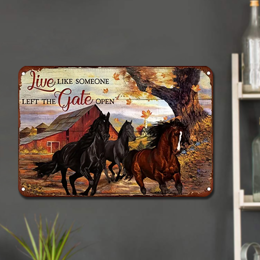 thumbnail image 4 of Pintura Caligrafía Caballo Con Placa Metal Vintage Hierro Rectangular 30x20cm, 4 of 10