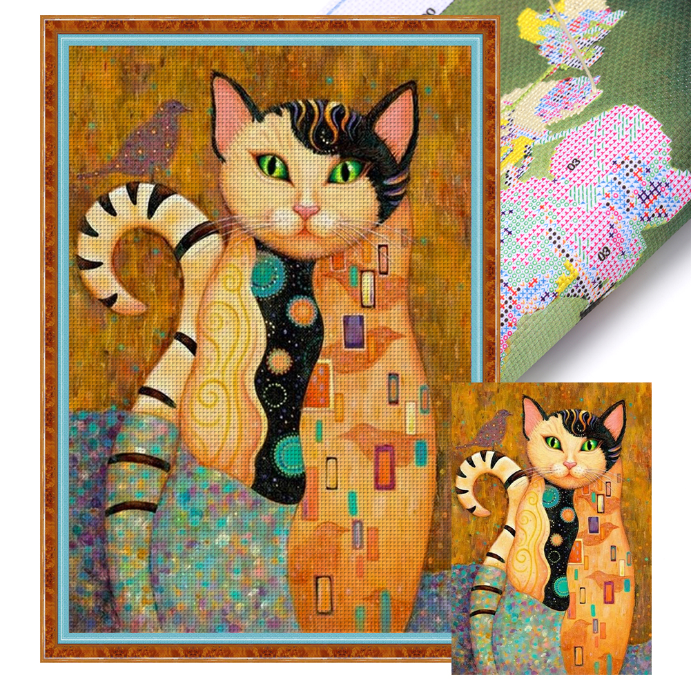 thumbnail image 2 of Kit Punto Cruz Con Gato Hilo Algodón Ecológico Bordado 11CT 30x45cm, 2 of 10
