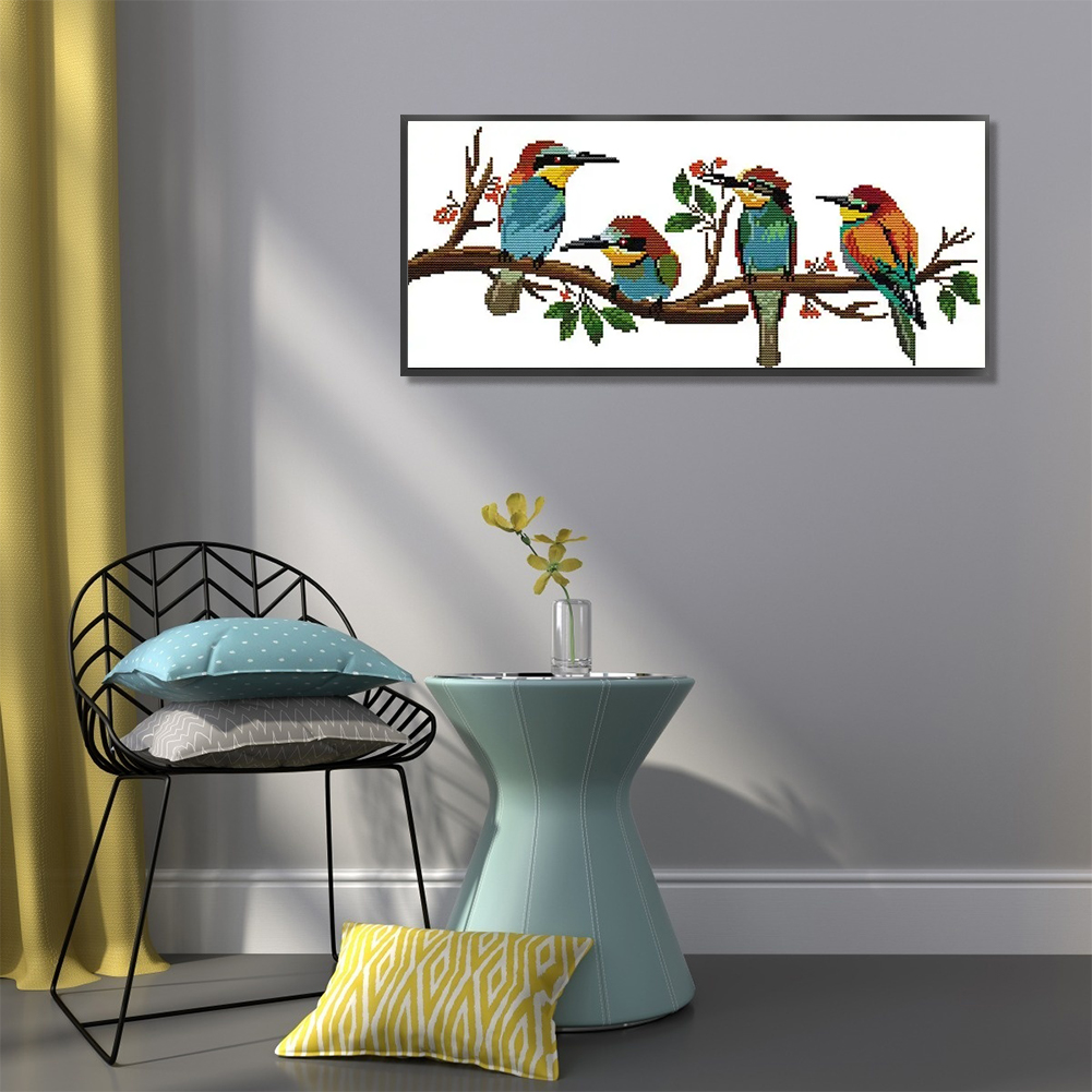 thumbnail image 4 of (DA540) Hilo Algodón Ecológico Bordado 14CT 2 Hebras Impresión 47*21cm Pájaro en La Rama Kit Serie Animal Punto Cruz, 4 of 10