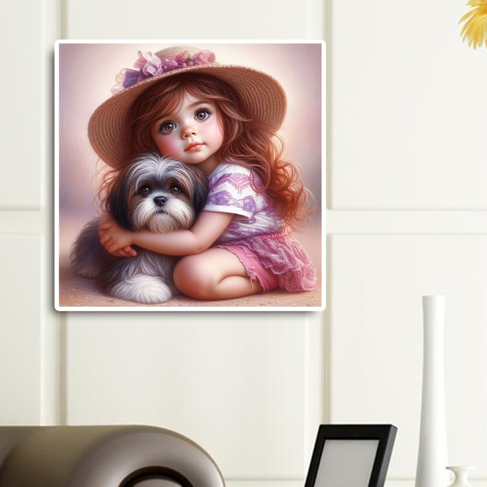 thumbnail image 4 of 5D DIY Niña Y Perro Del Arte Artesanal 40x40cm, 4 of 10