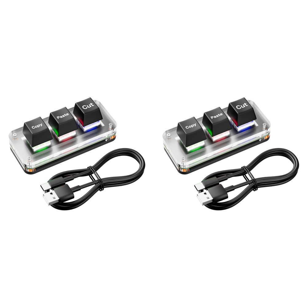 thumbnail image 2 of Teclado RGB Mini Cut Copy Paste para Juegos USB Tipo C 3 Teclas, 2 of 5