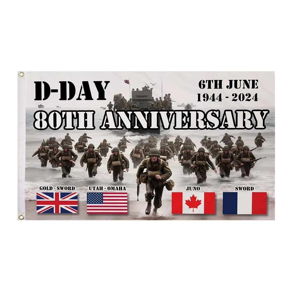 thumbnail image 2 of Del 80 aniversario D-DAY para interiores y exteriores 5 pies x 3, 2 of 10