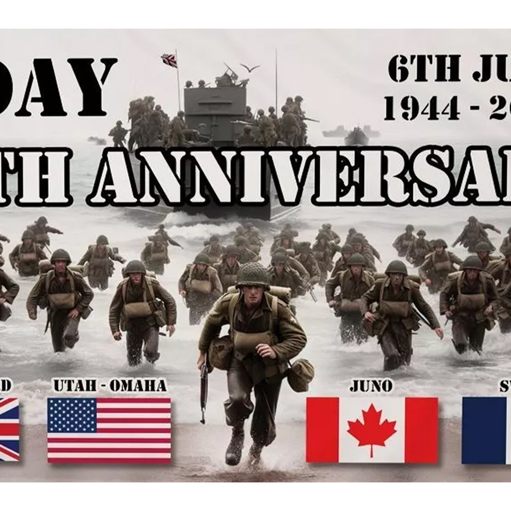 thumbnail image 4 of Del 80 aniversario D-DAY para interiores y exteriores 5 pies x 3, 4 of 10